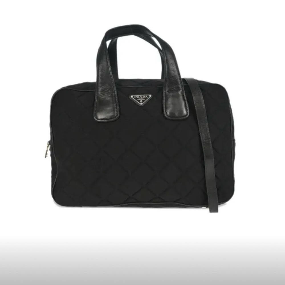 Prada Black Quilted Briefcase